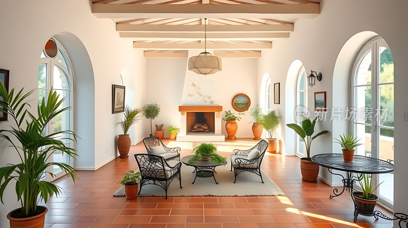 阳光午后绿意盎然温馨客厅