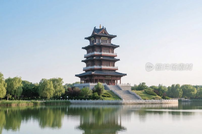 古建塔水景风景