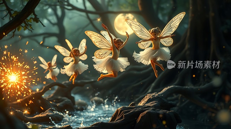 精灵起舞月光下的神秘森林