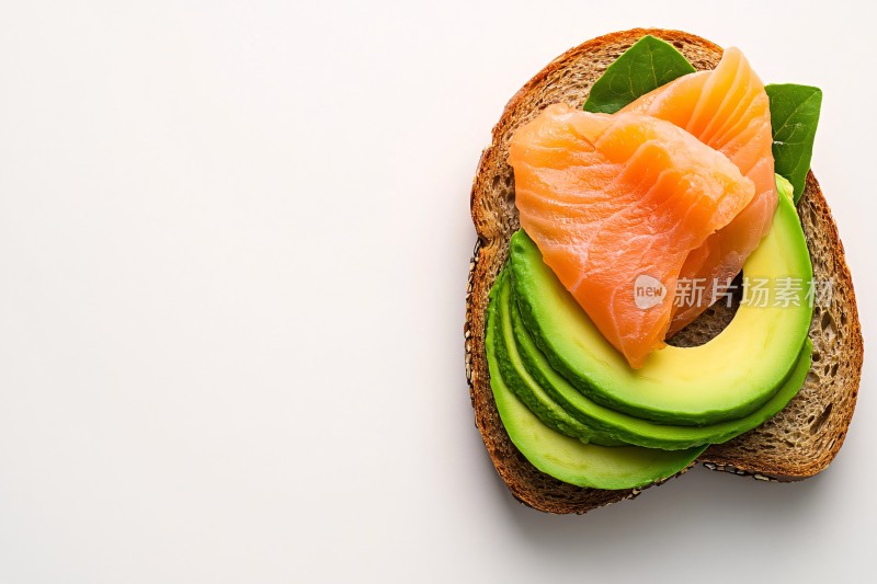 三文鱼牛油果三明治美食图
