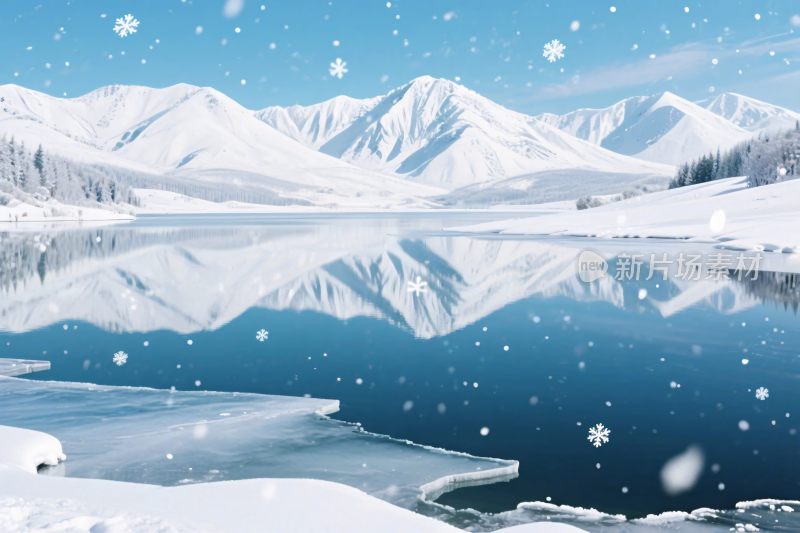 冬季雪山雪景插画