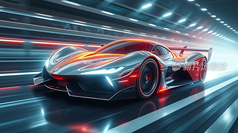 未来科技感赛车疾驰赛道