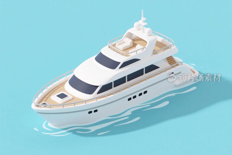 游艇等距插画
