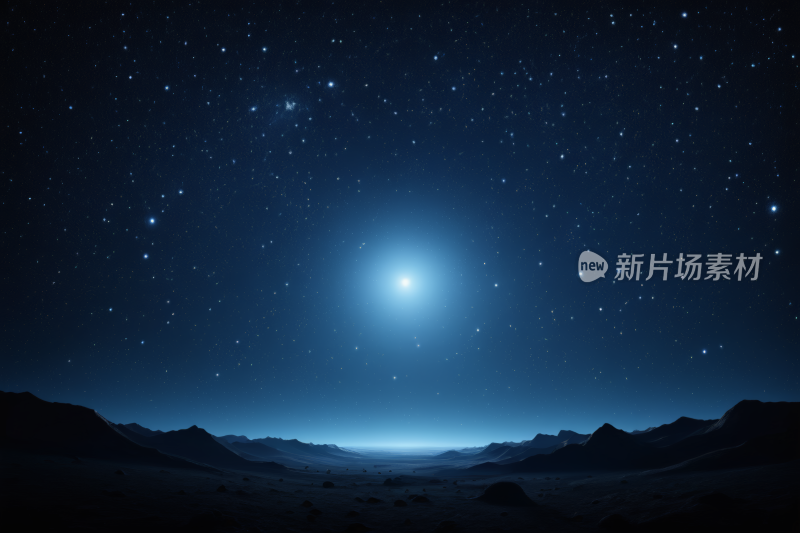 星空夜空中间一颗明亮的星星背景纹理图片