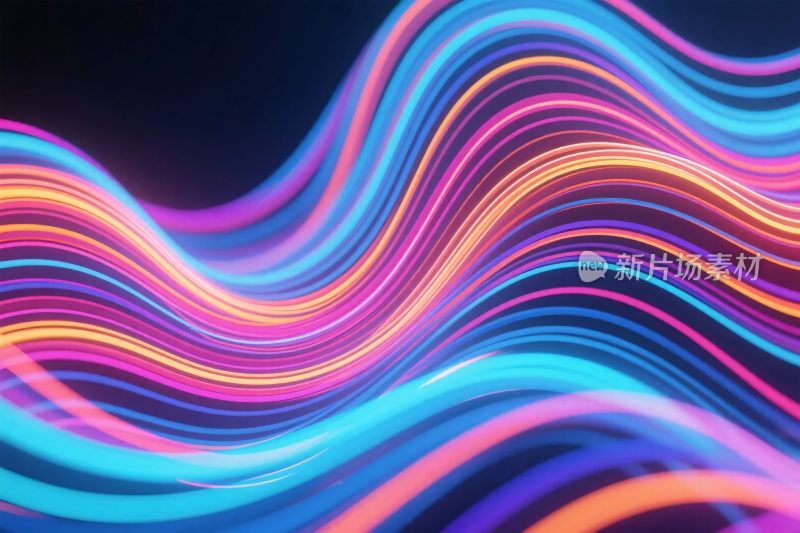 彩色流动波浪线插画