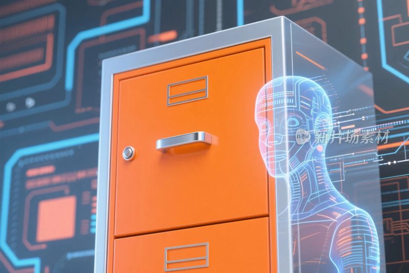 科技感文件柜与人体模型