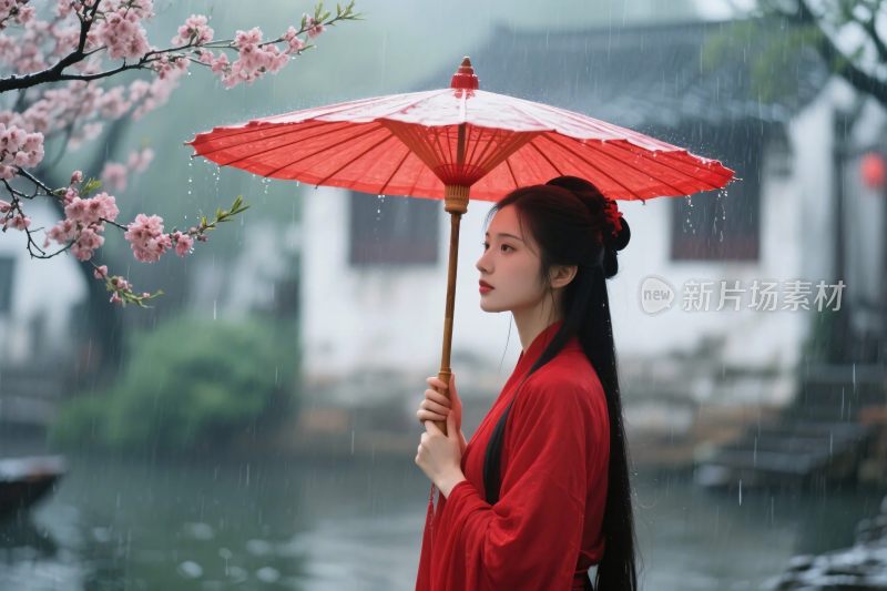 古风女子持油纸伞