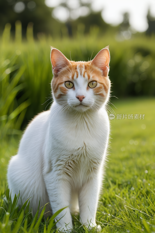 一只猫在草地上高清风景摄影图片