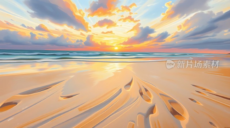 日落时分的沙滩美景