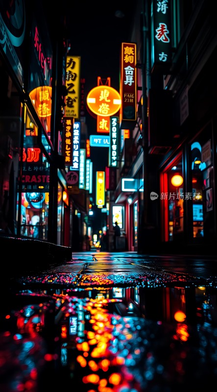 霓虹灯下的繁华街道