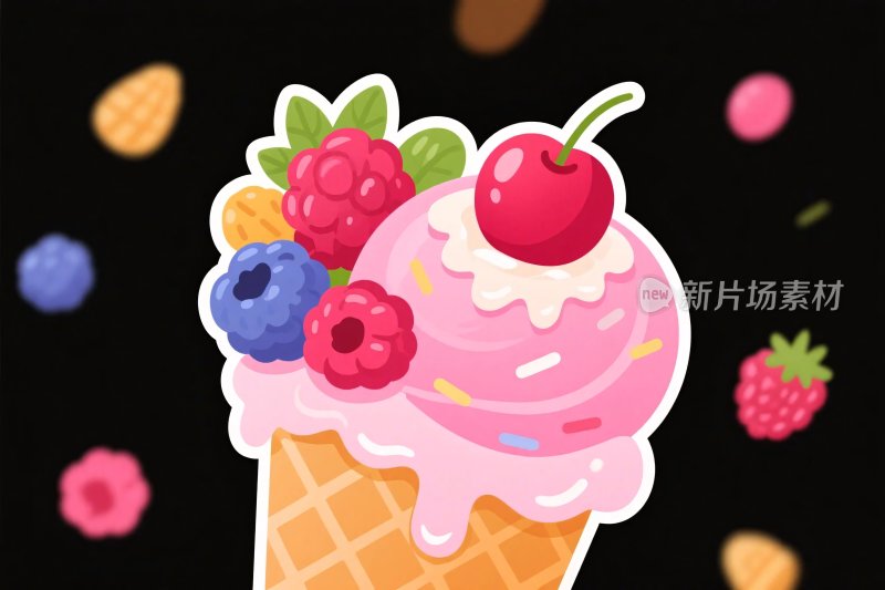 美味插画风冰淇淋甜筒