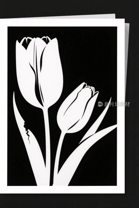 黑白郁金香插画