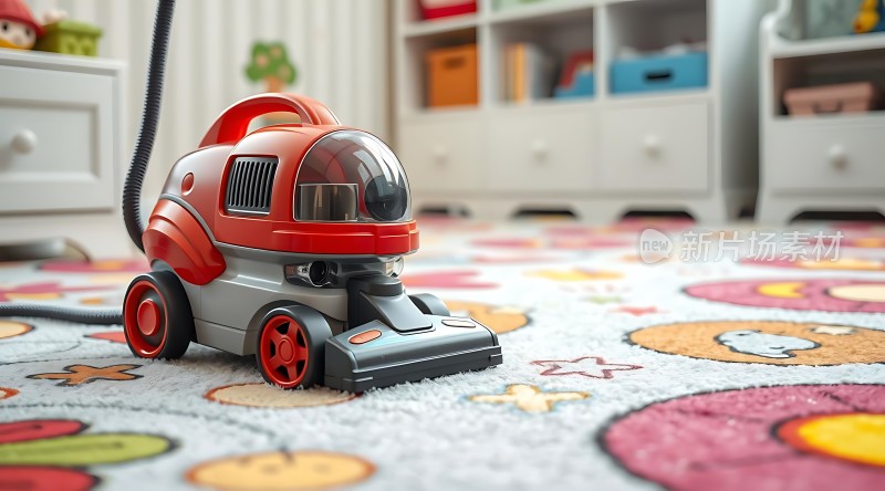 红色吸尘器清洁彩色地毯