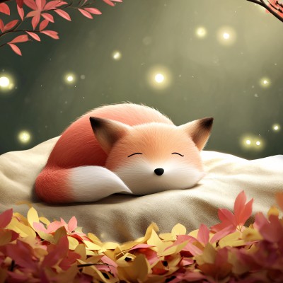 蜷睡的可爱狐狸插画 蜷睡的可爱狐狸插画
