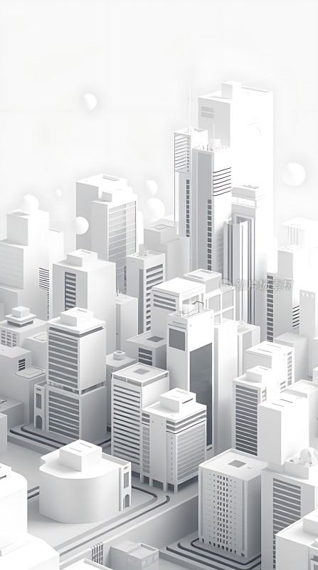 白色建筑群现代都市风光