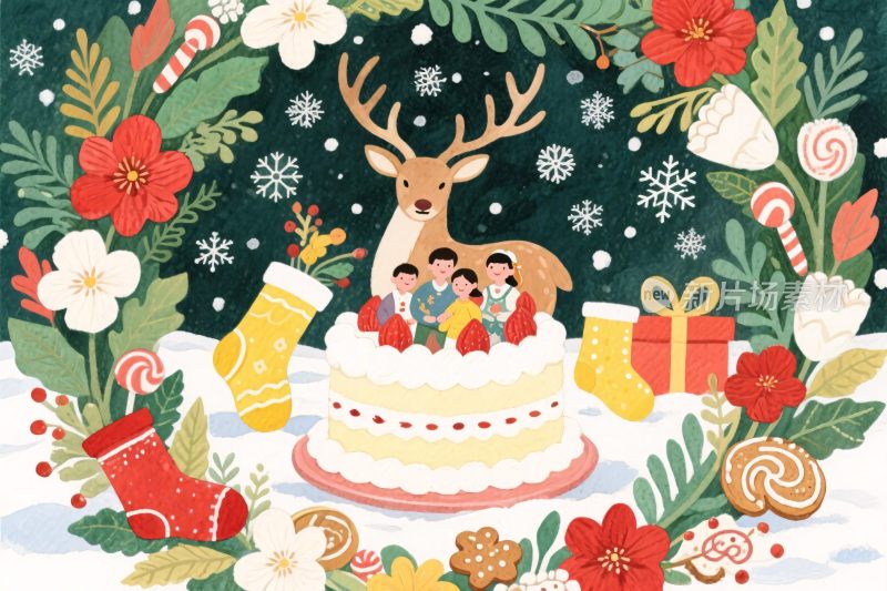 圣诞主题卡通插画