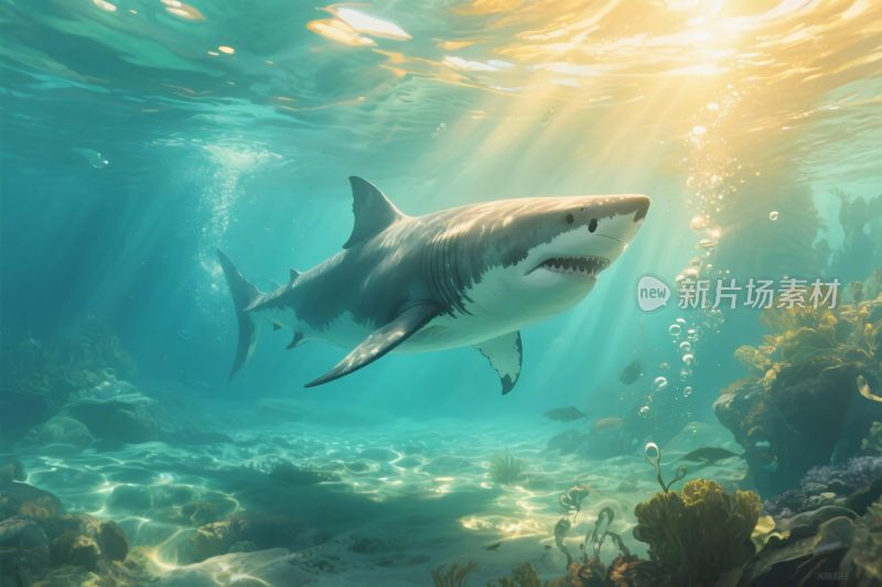 鲨鱼水下场景