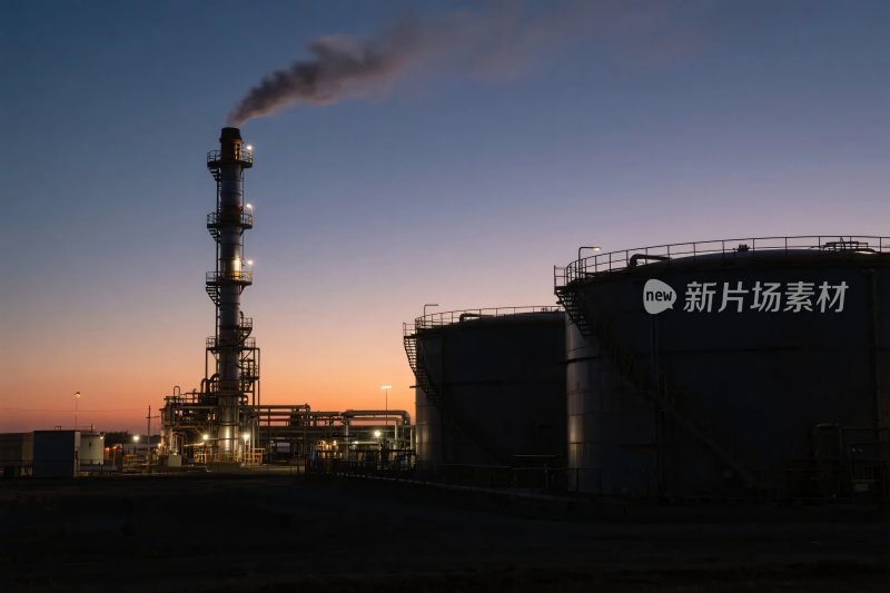黄昏下的工业设施