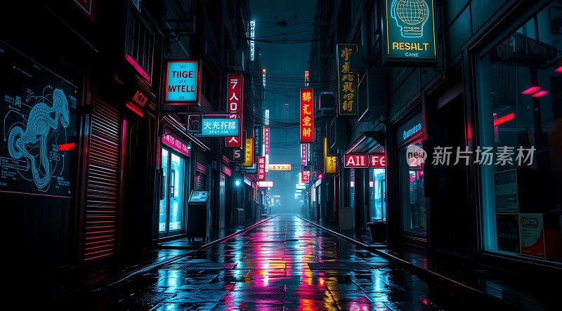 霓虹灯下的繁华街道