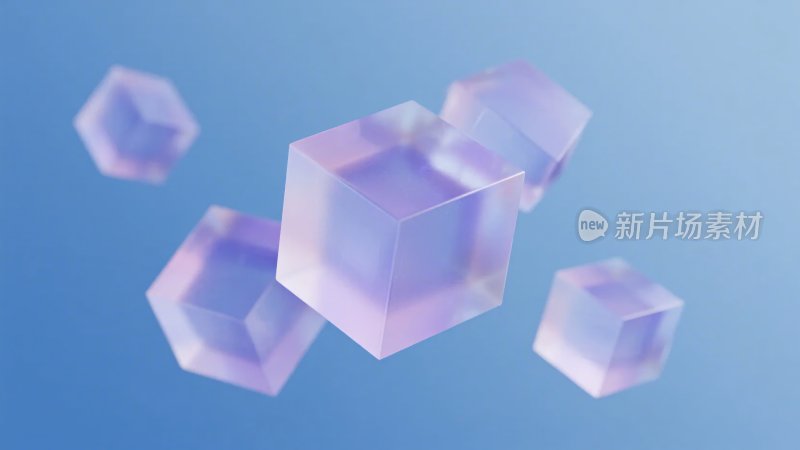 漂浮的透明紫色立方体