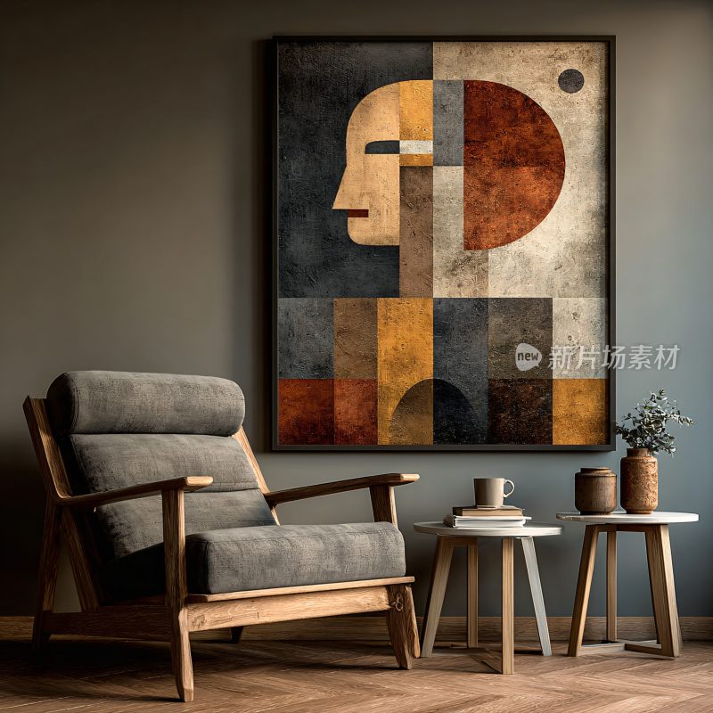 室内装饰画与休闲座椅场景