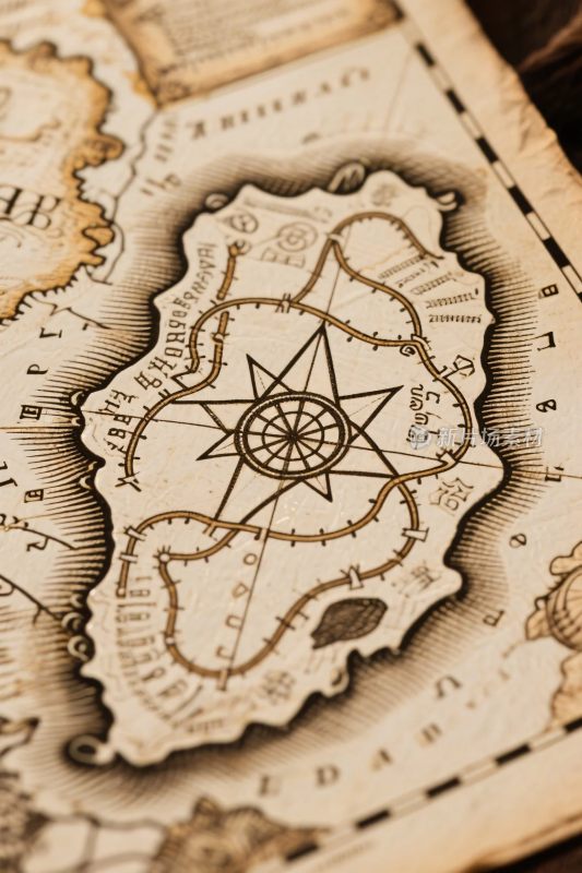 古旧地图带指南针
