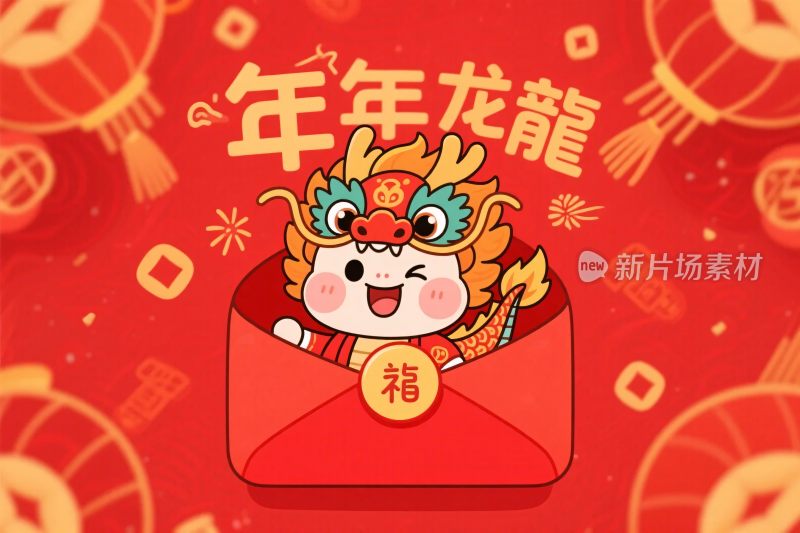 新春卡通小龙贺卡