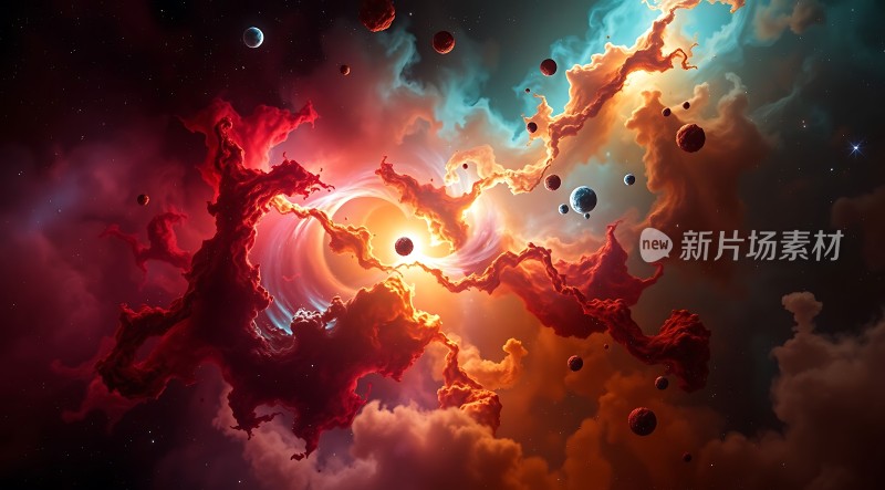 宇宙奇观星云漩涡与行星