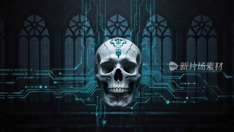 科技颅骨未来与过去的交织