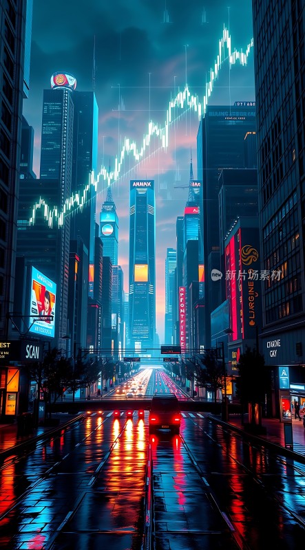 霓虹灯下的金融都市