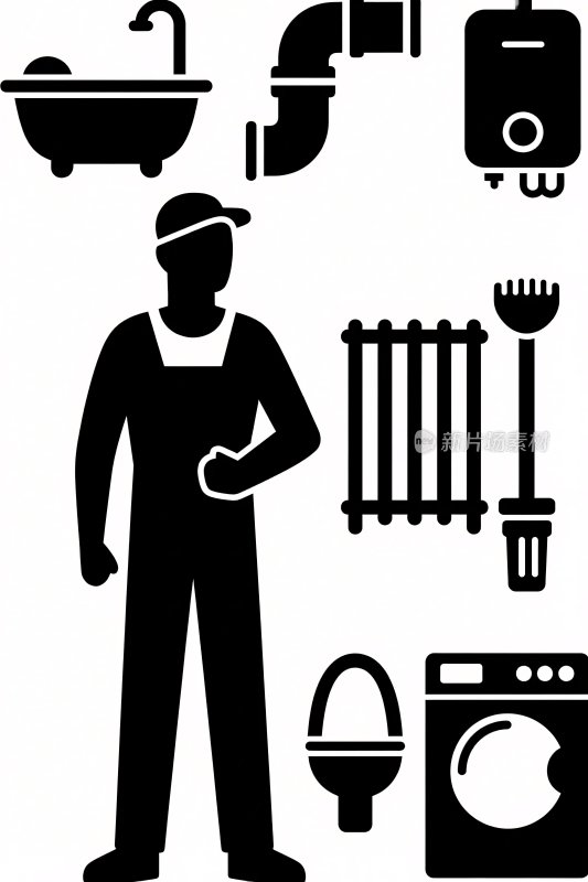 卫生间维修插画