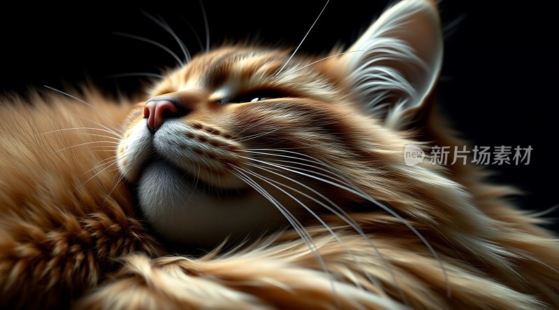 橘猫侧脸特写展现其温柔与可爱