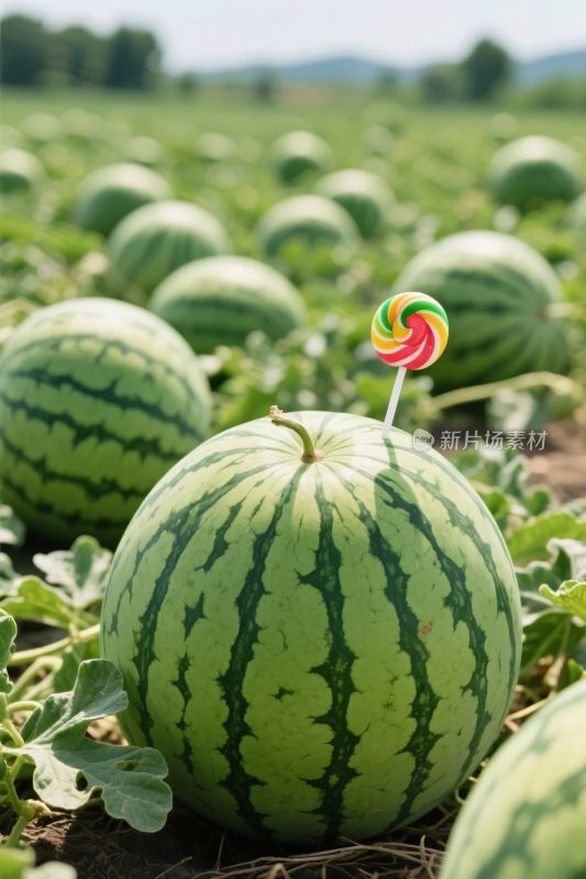 西瓜田园棒棒糖创意图