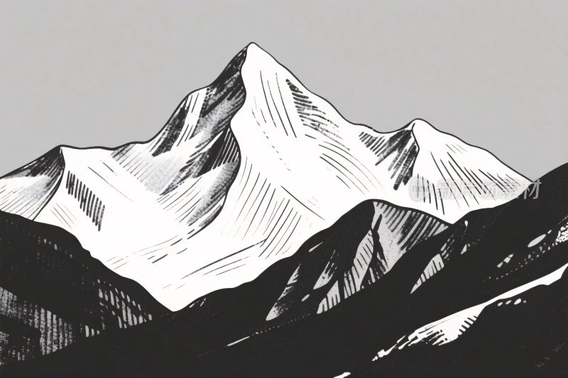 黑白山脉插画