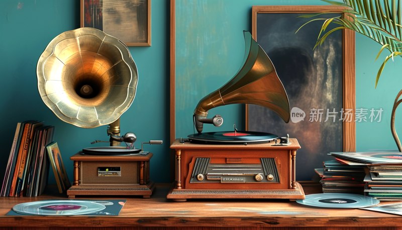 留声机怀旧插画