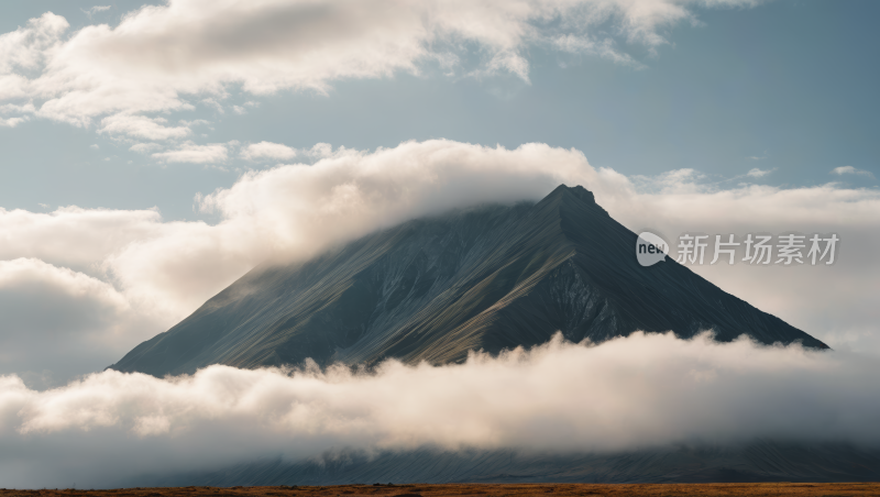 一座云雾缭绕的高山清风景图片