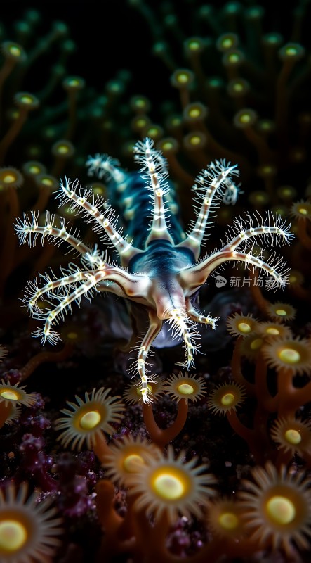 深海奇观海葵与管虫共舞