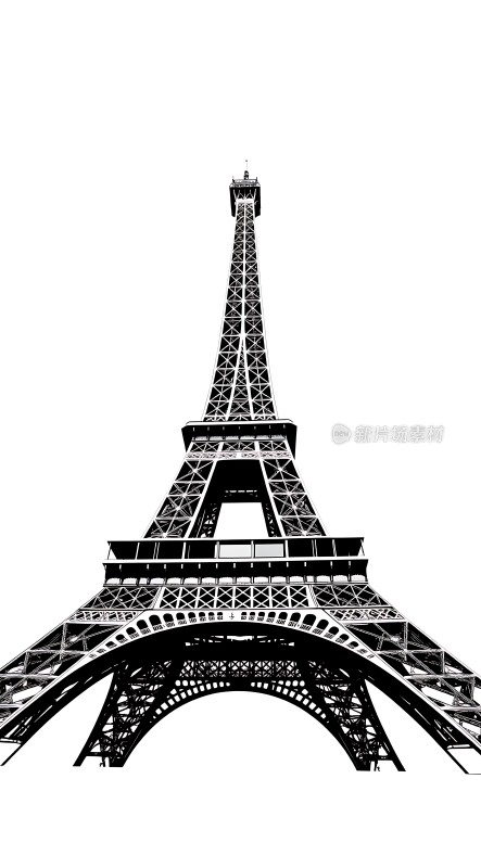 埃菲尔铁塔黑白剪影