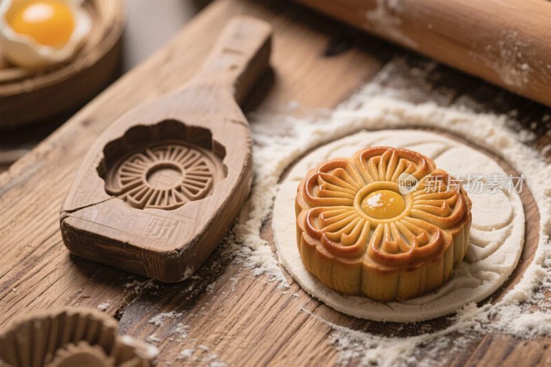 传统月饼制作场景