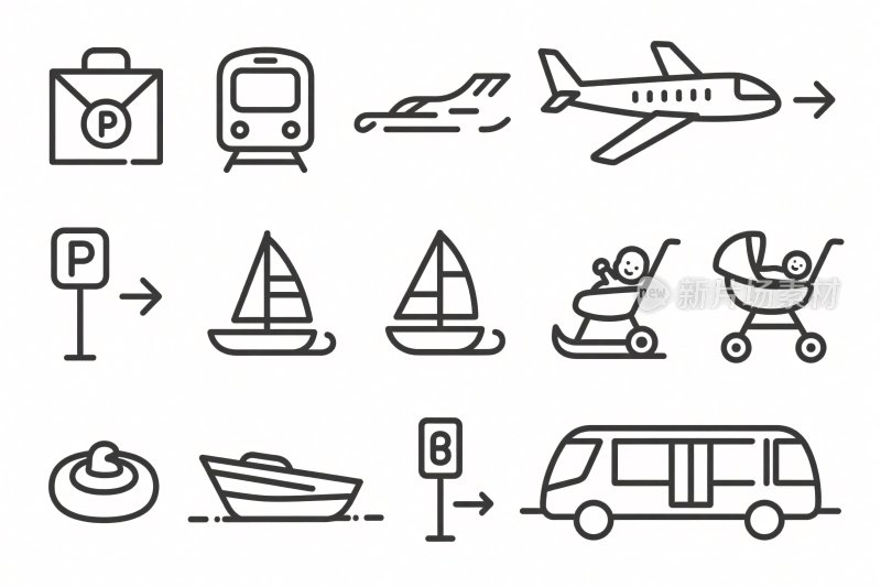 交通及出行相关图标集合