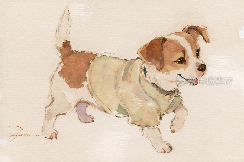 水彩小狗插画