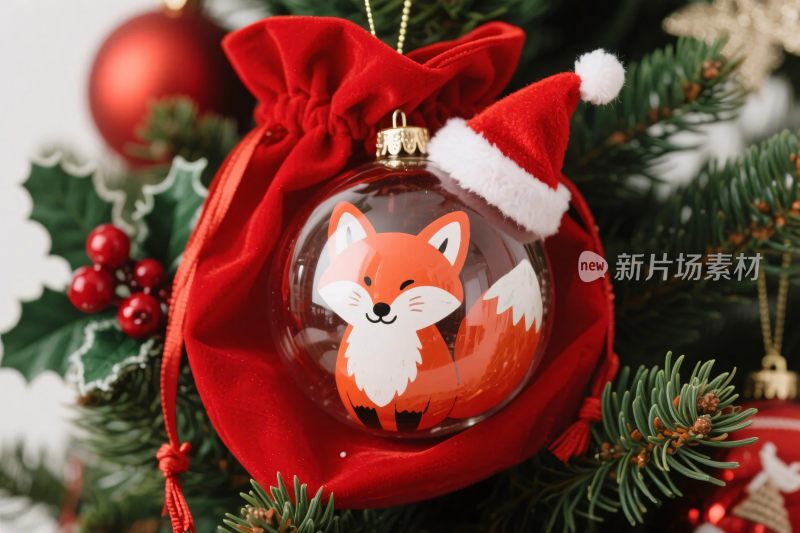 圣诞狐狸装饰球