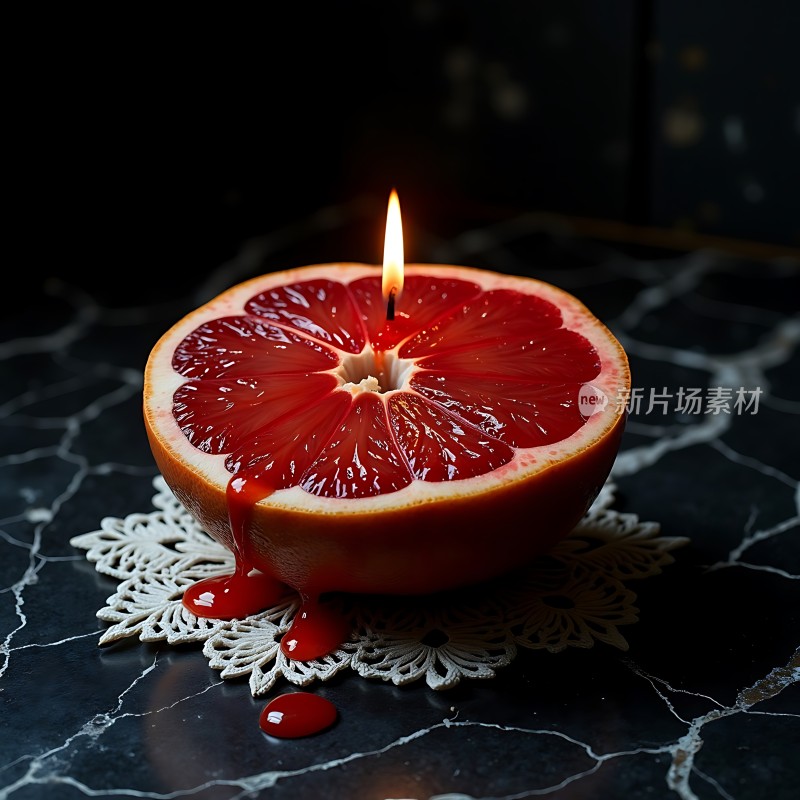 燃烧的柚子蜡烛