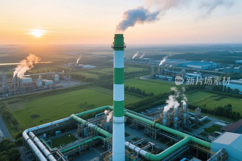 工业烟囱与厂区景观