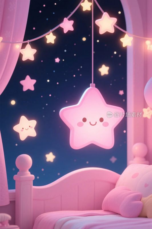 梦幻星空房间插画