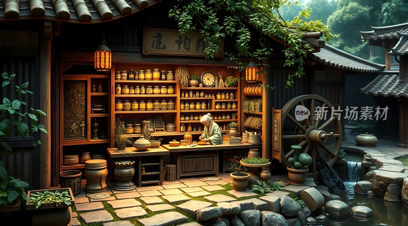 古风药铺宁静生活