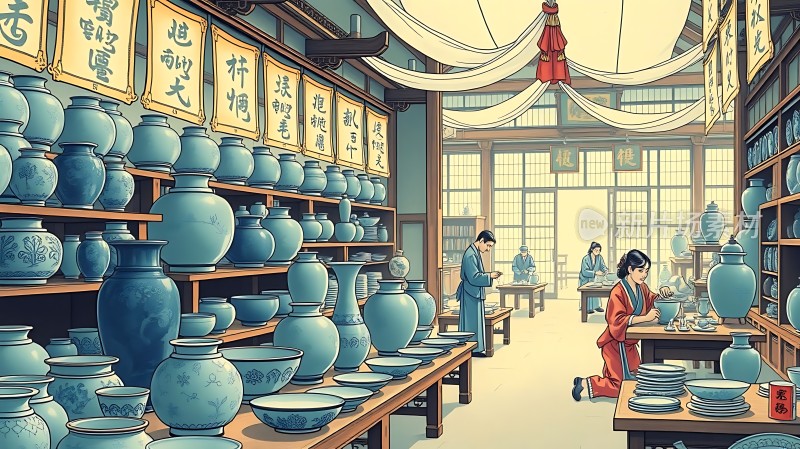 古董瓷器店里的艺术珍品
