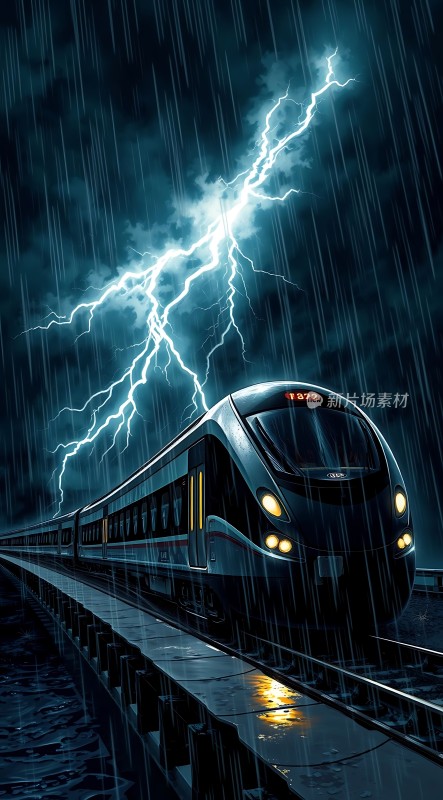 雷雨夜下的疾驰列车