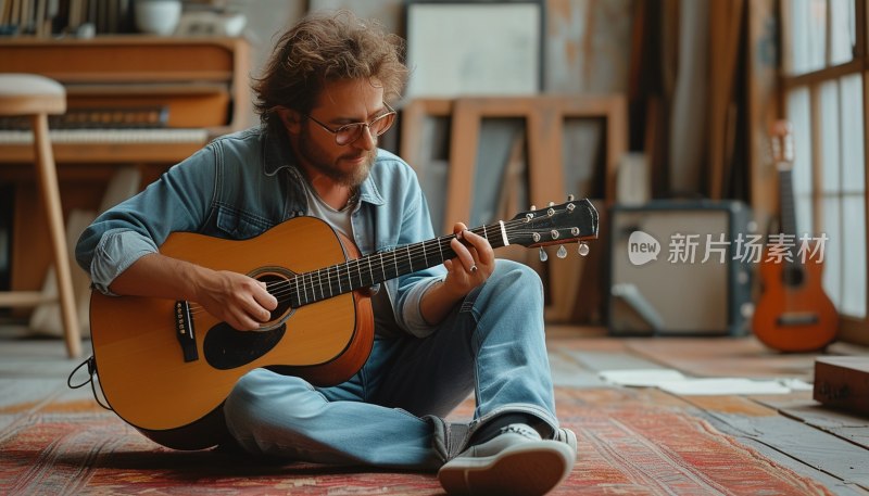 吉他手工作室弹奏