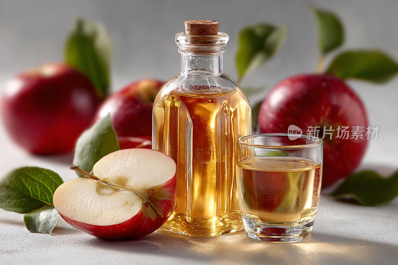 苹果与苹果醋静物图